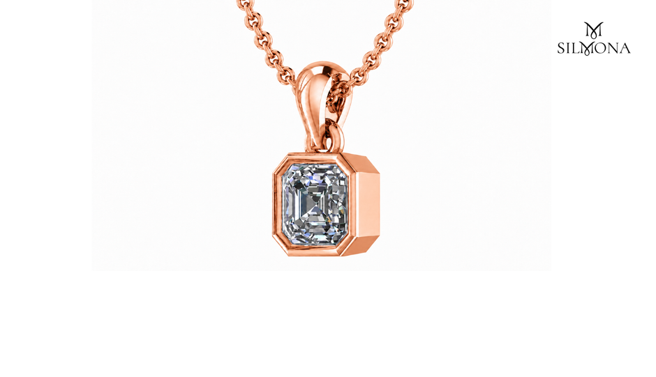 Bezel Asscher Solitaire Pendant Necklace