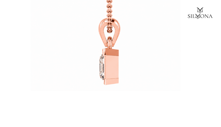 Bezel Asscher Solitaire Pendant Necklace