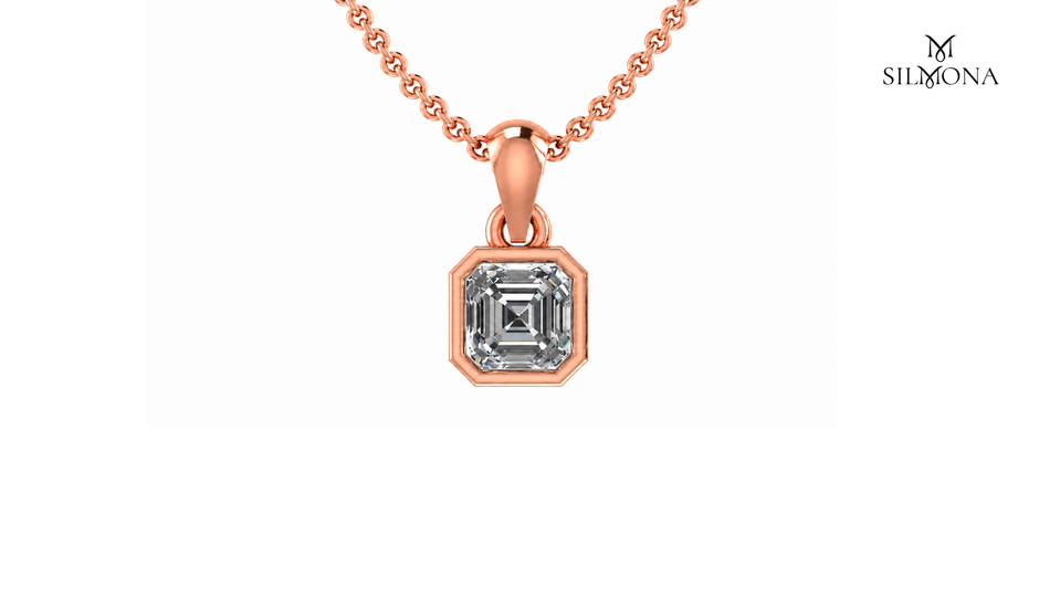 Bezel Asscher Solitaire Pendant Necklace