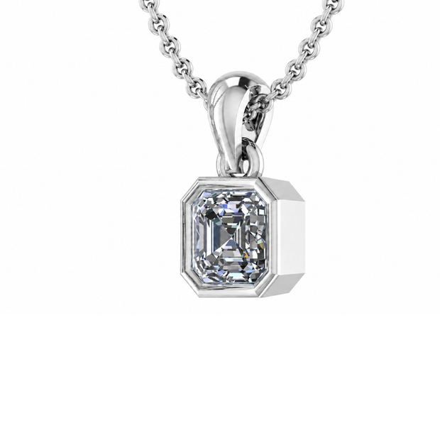 Bezel Asscher Solitaire Pendant Necklace