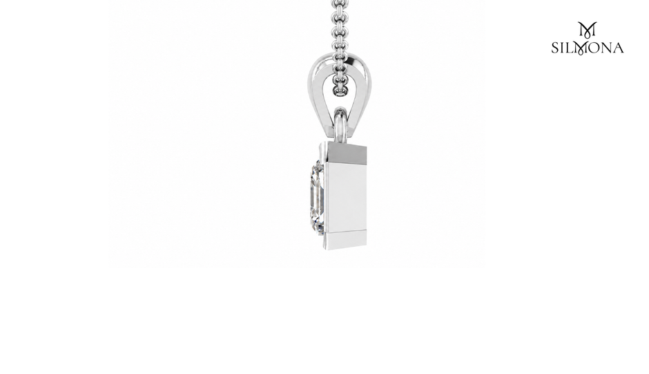 Bezel Asscher Solitaire Pendant Necklace