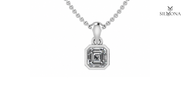 Bezel Asscher Solitaire Pendant Necklace