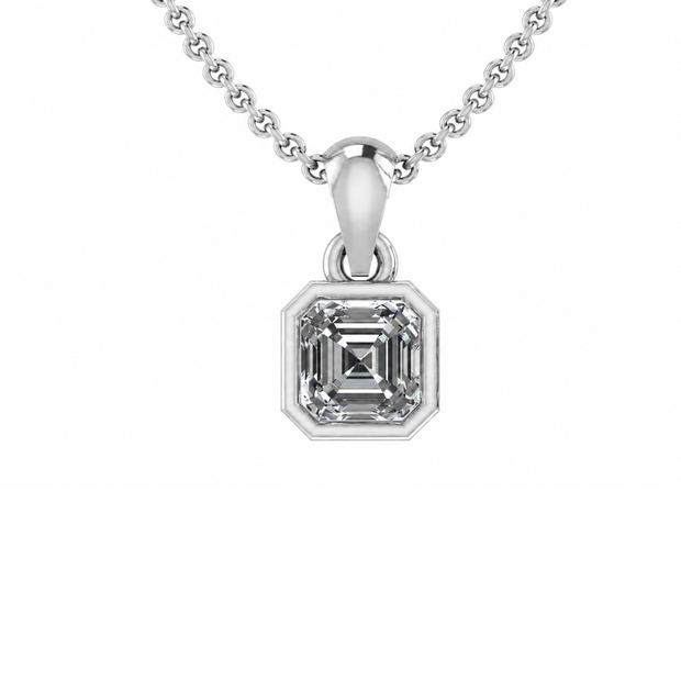 Bezel Asscher Solitaire Pendant Necklace