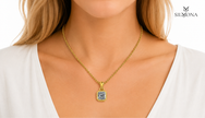 Bezel Asscher Solitaire Pendant Necklace