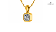 Bezel Asscher Solitaire Pendant Necklace