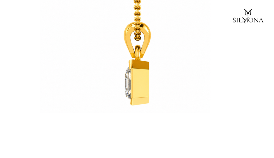 Bezel Asscher Solitaire Pendant Necklace