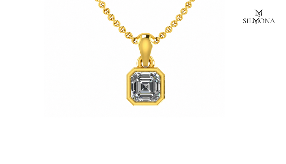 Bezel Asscher Solitaire Pendant Necklace