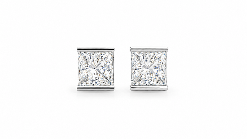 Celeste Radiant Moissanite Stud Earrings