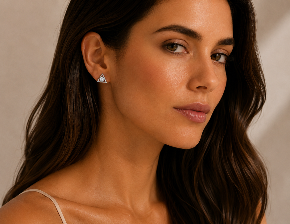 Trinity Aura Moissanite Stud Earrings