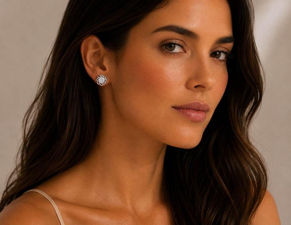 Aurora Bloom Moissanite Stud Earrings