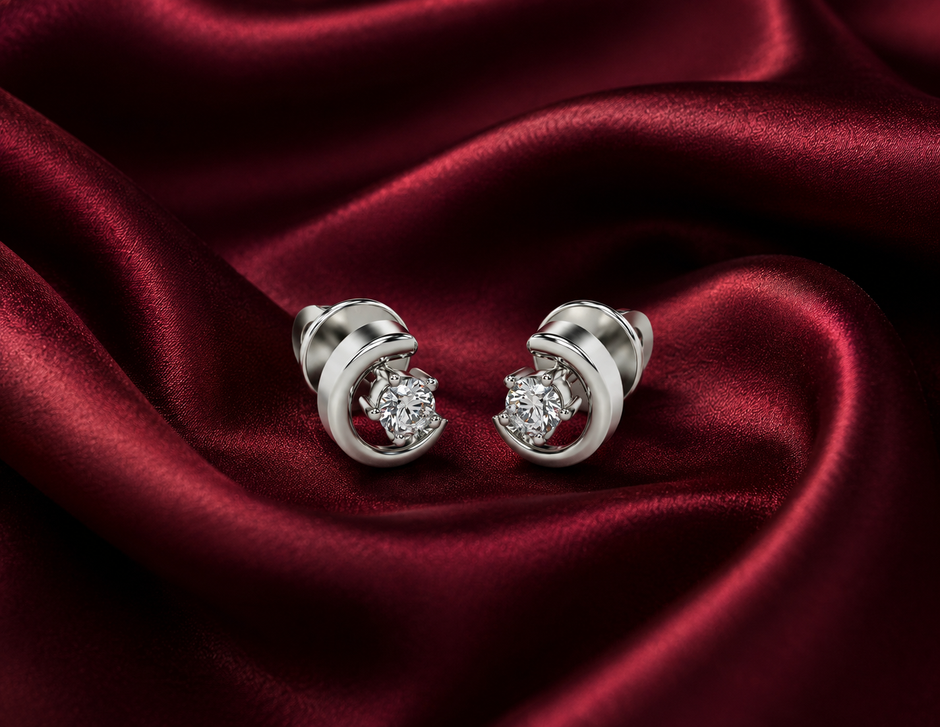 Celestia Crescent Moissanite Stud Earrings