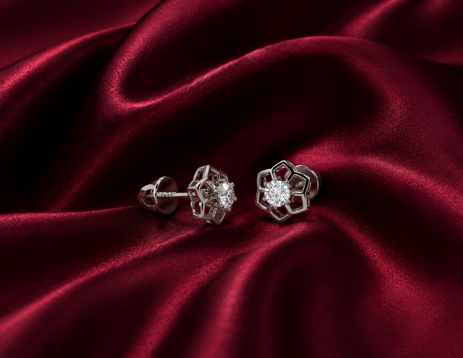 Flora Radiance Moissanite Stud Earrings