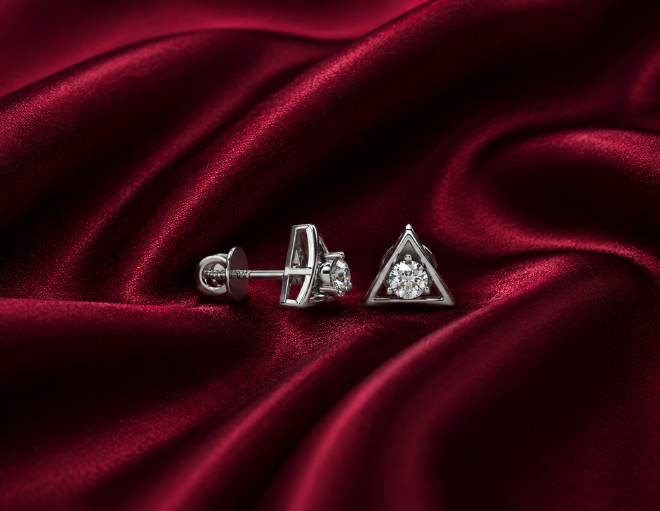 Trinity Aura Moissanite Stud Earrings