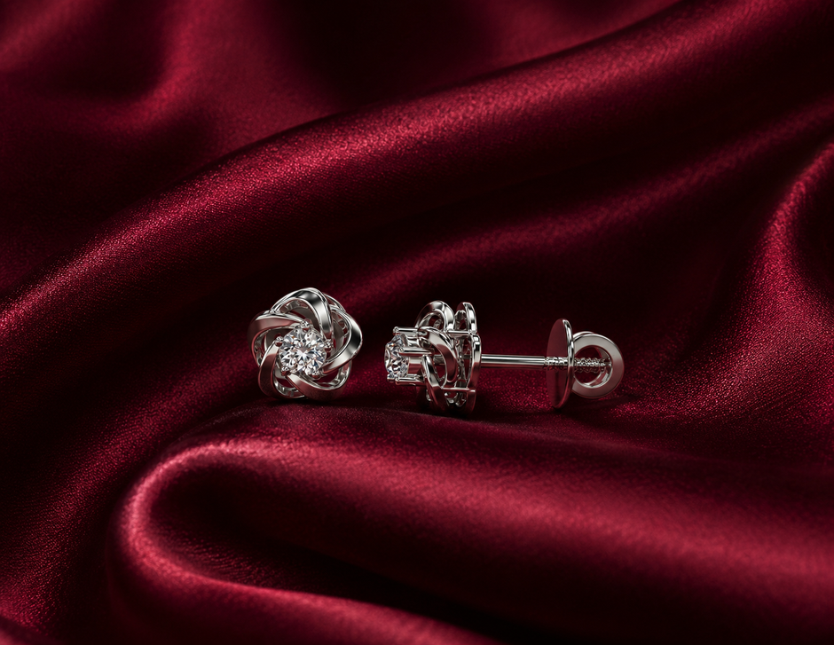 Vortex Bloom Moissanite Stud Earrings