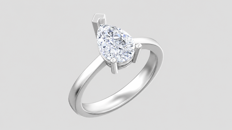 Amara Pear Moissanite Solitaire Ring