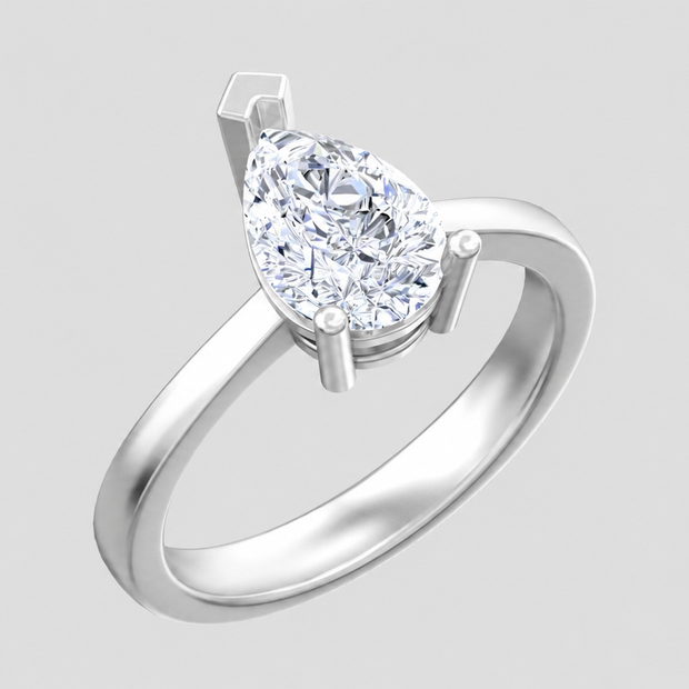 Amara Pear Moissanite Solitaire Ring