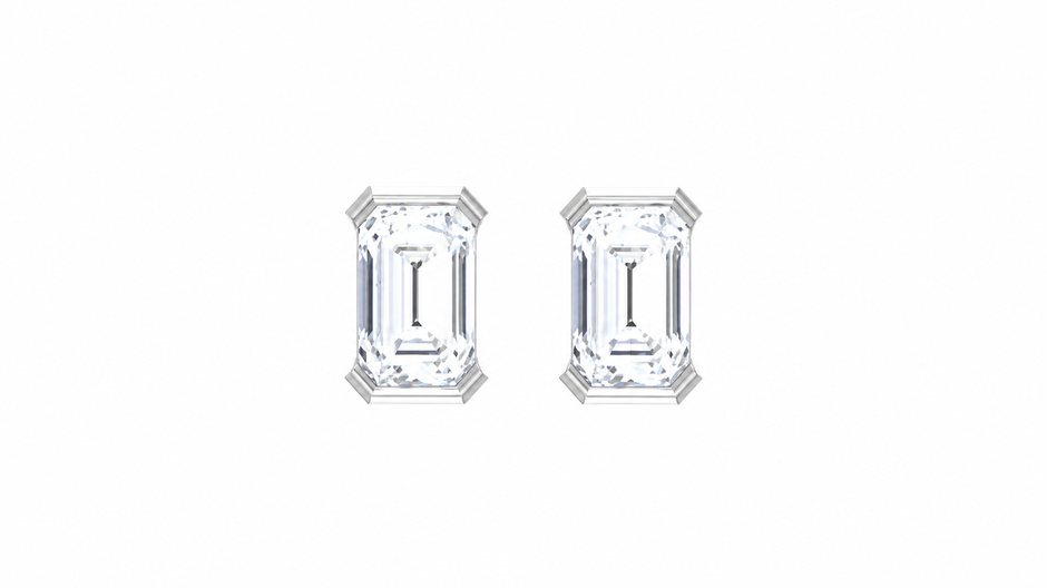 Elara Emerald Moissanite Stud Earrings