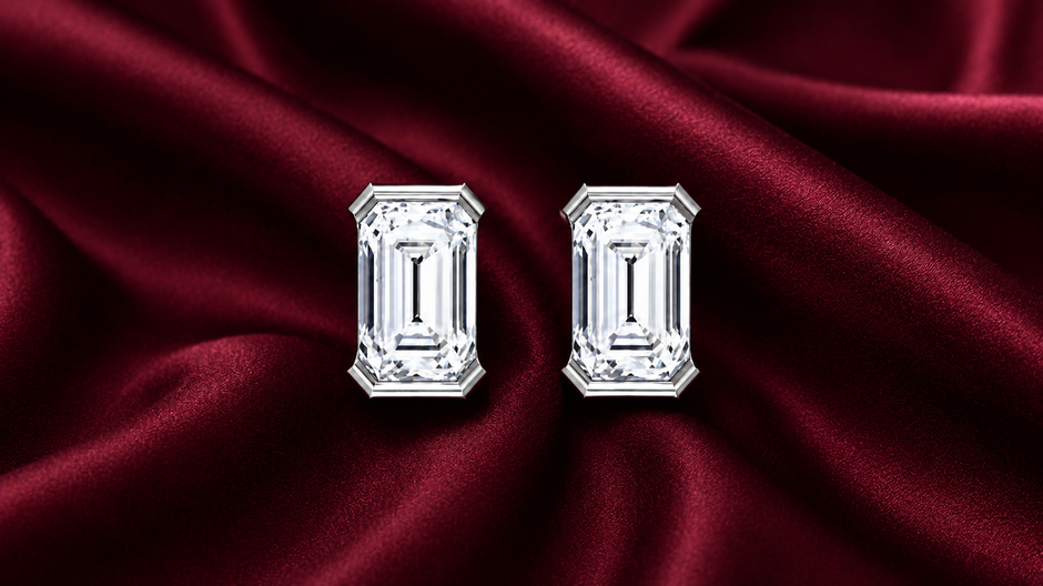 Elara Emerald Moissanite Stud Earrings