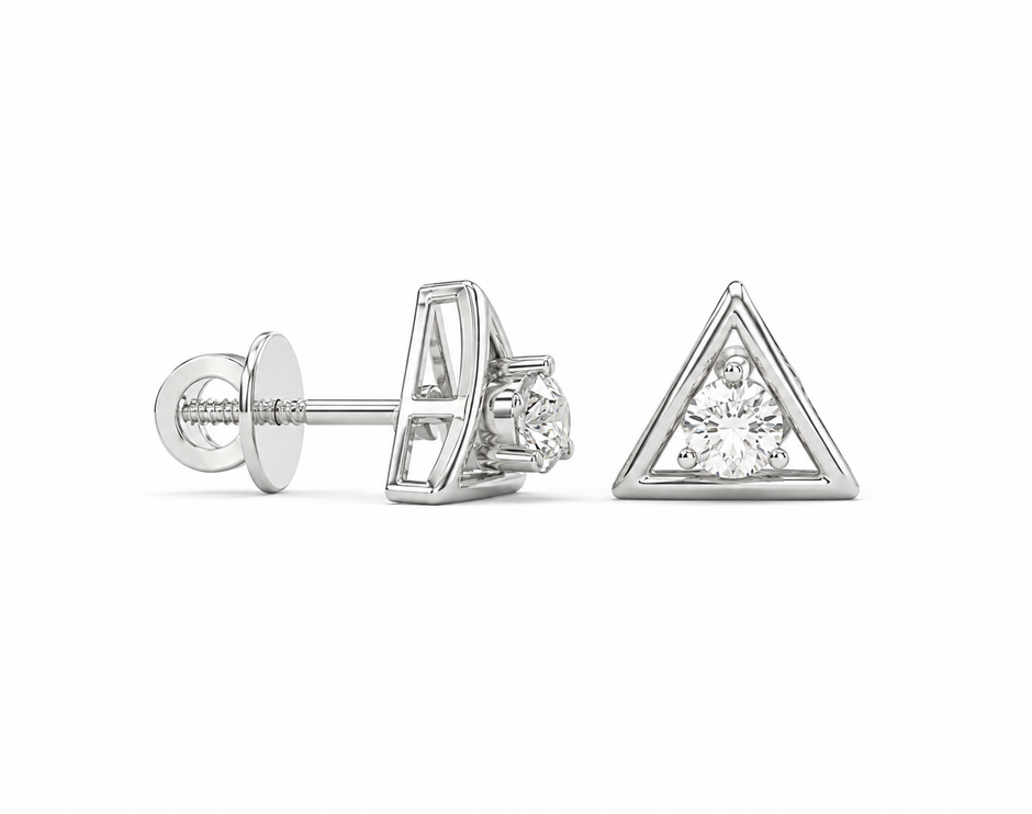 Trinity Aura Moissanite Stud Earrings