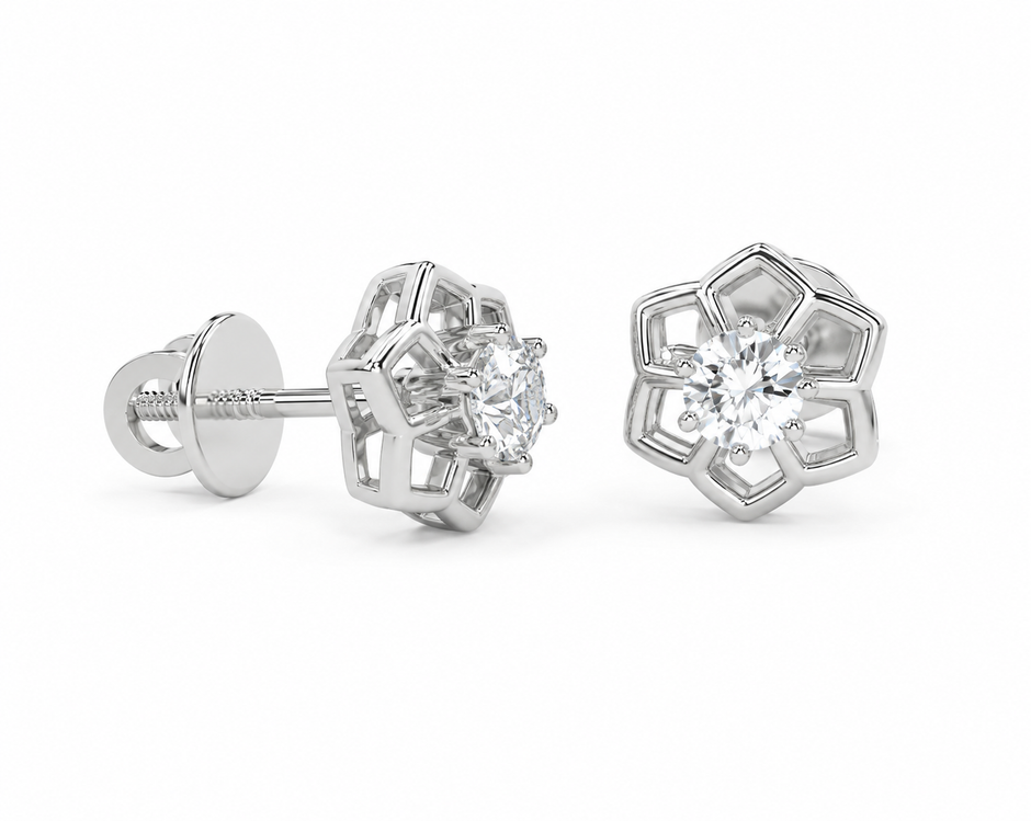 Flora Radiance Moissanite Stud Earrings