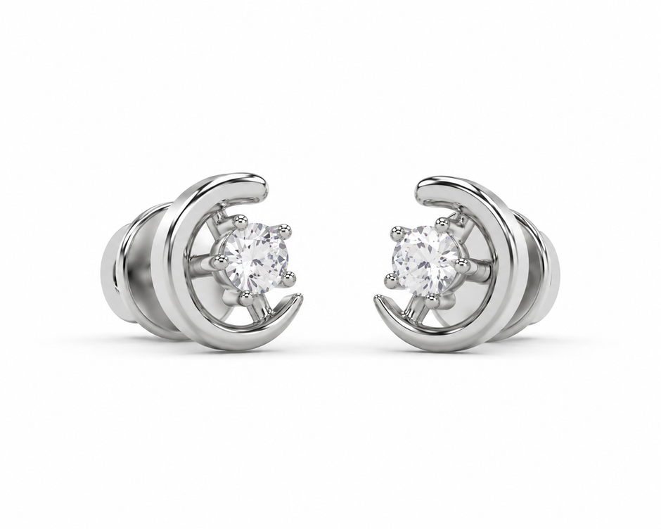 Celestia Crescent Moissanite Stud Earrings