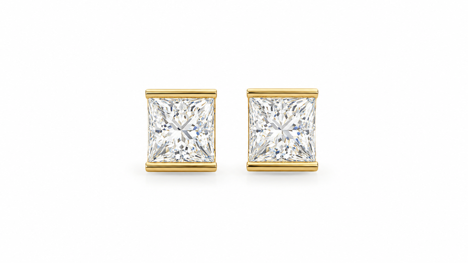 Celeste Radiant Moissanite Stud Earrings
