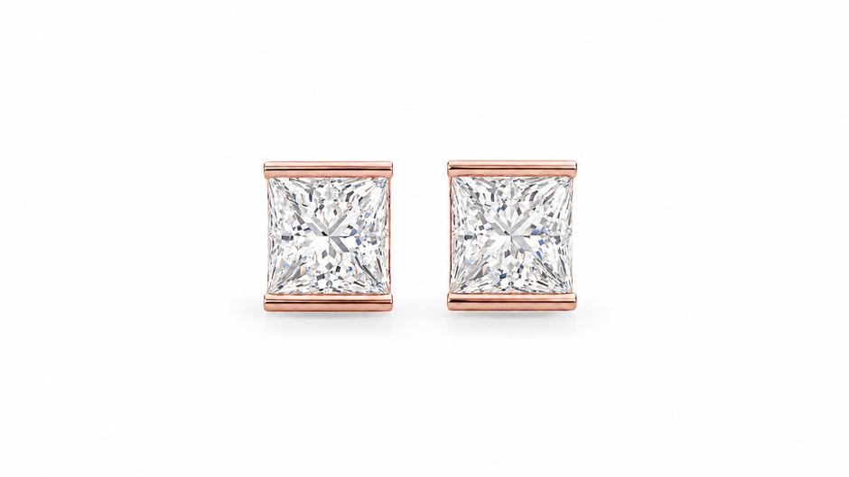 Celeste Radiant Moissanite Stud Earrings