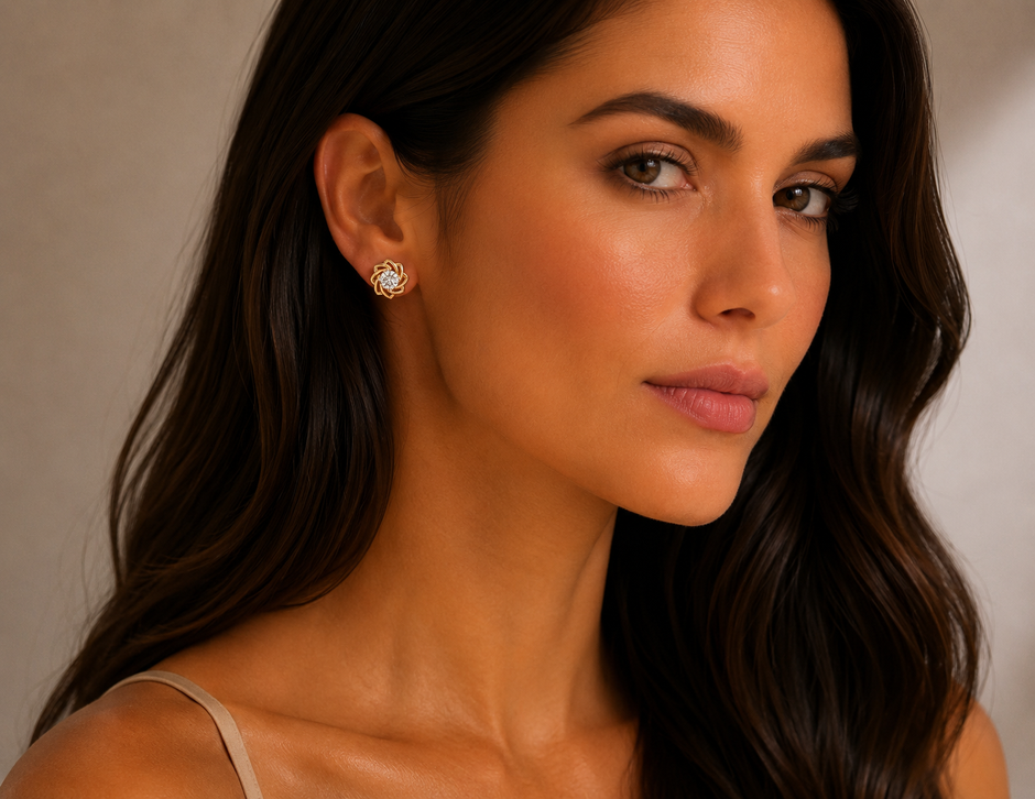 Aurora Bloom Moissanite Stud Earrings