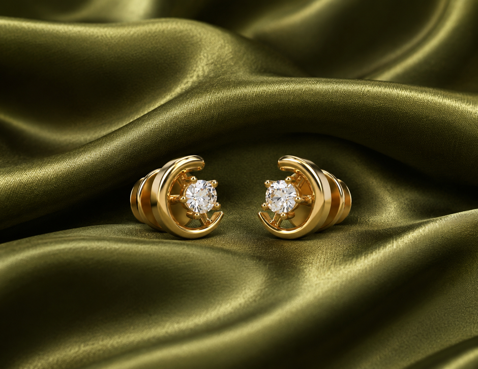 Celestia Crescent Moissanite Stud Earrings