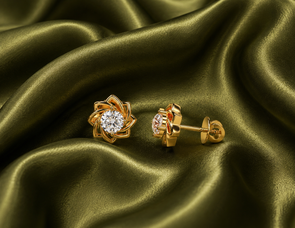 Aurora Bloom Moissanite Stud Earrings