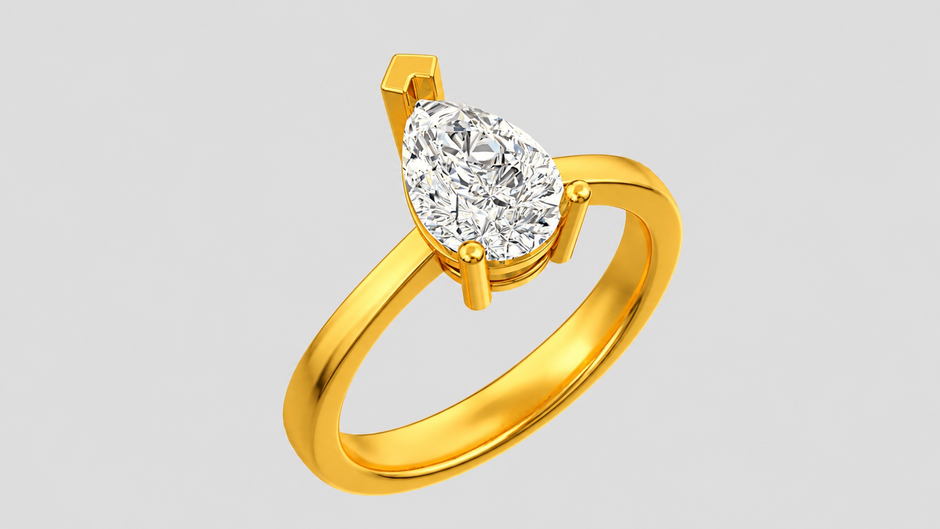 Amara Pear Moissanite Solitaire Ring
