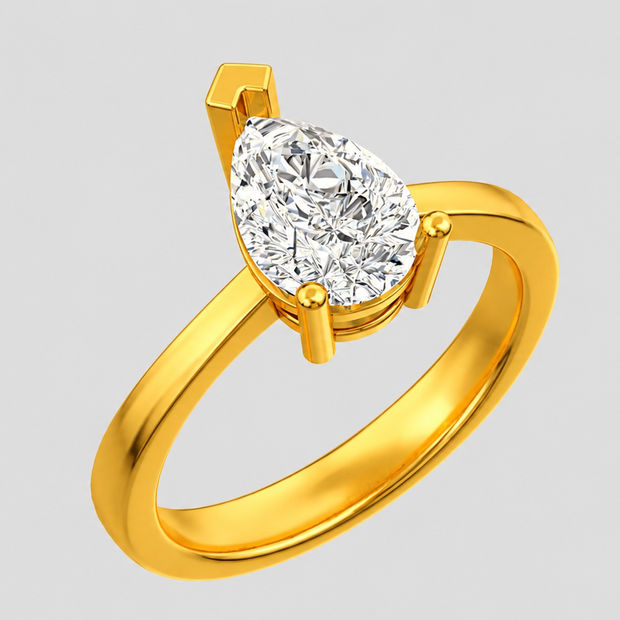 Amara Pear Moissanite Solitaire Ring