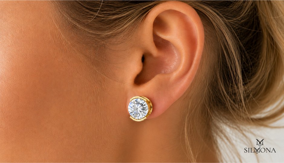 LUMINA ROUND BEZEL STUD EARRING
