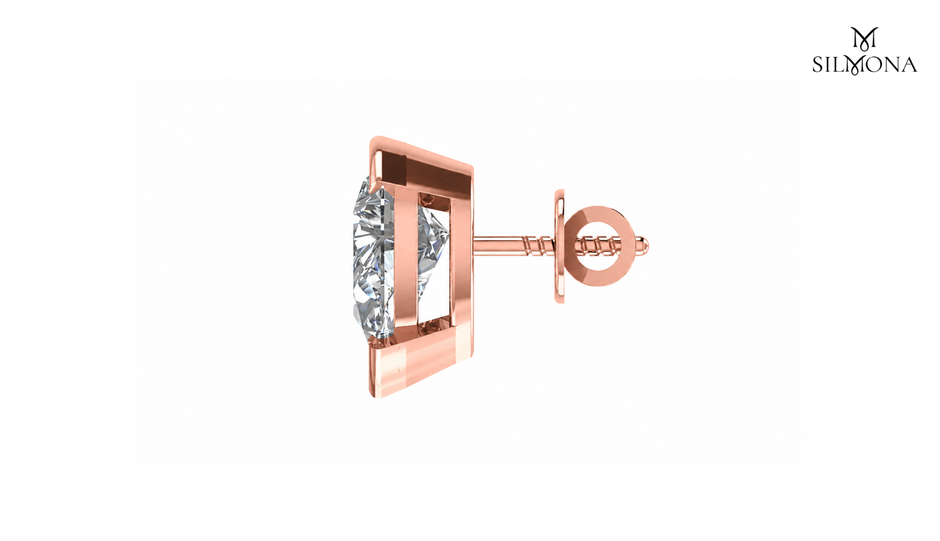 PEAR BEZEL STUD EARRING