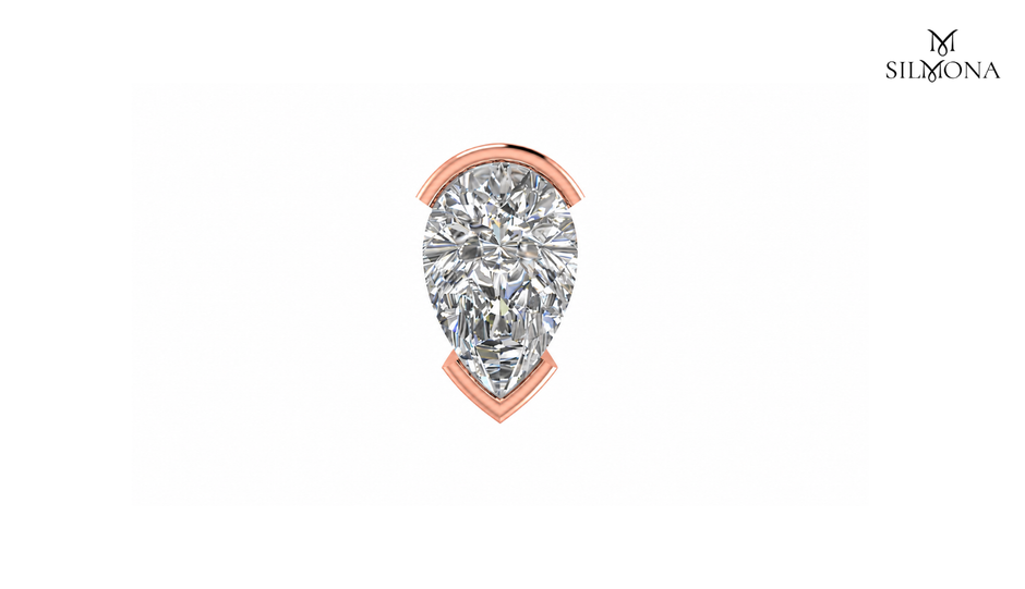 PEAR BEZEL STUD EARRING