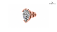 PEAR BEZEL STUD EARRING