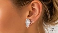 PEAR BEZEL STUD EARRING
