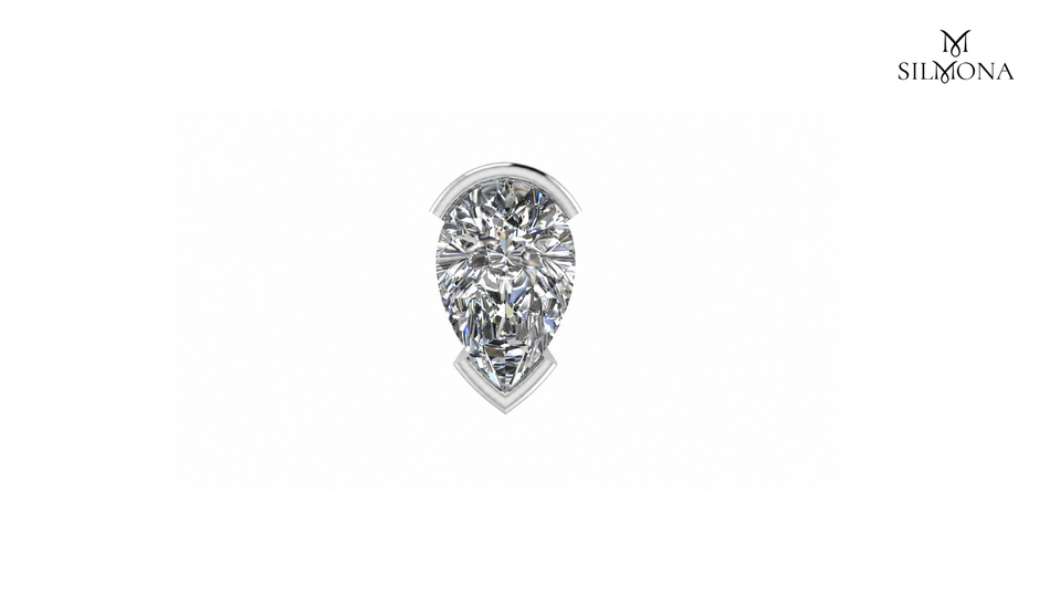PEAR BEZEL STUD EARRING