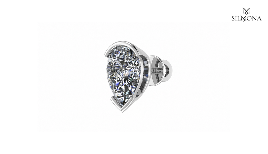 PEAR BEZEL STUD EARRING