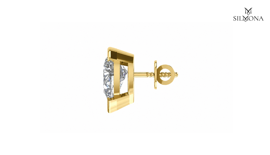 PEAR BEZEL STUD EARRING
