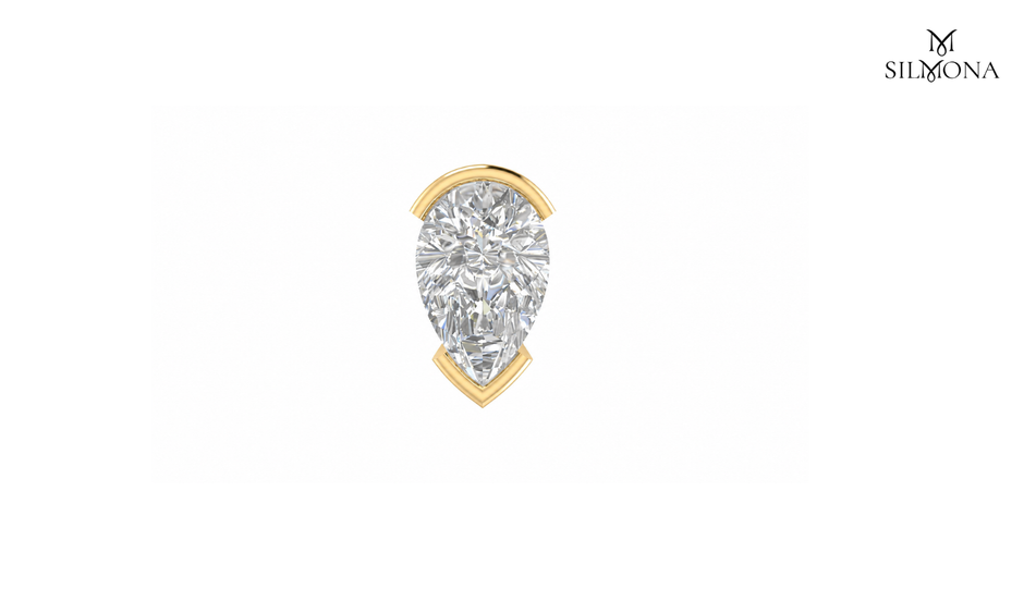 PEAR BEZEL STUD EARRING