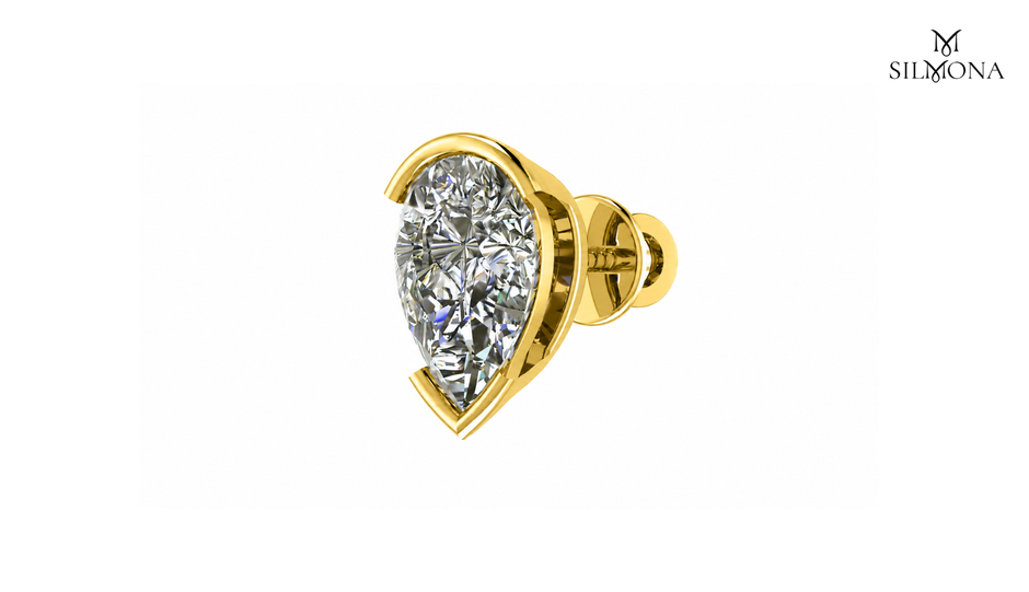 PEAR BEZEL STUD EARRING