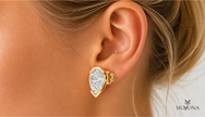 PEAR BEZEL STUD EARRING