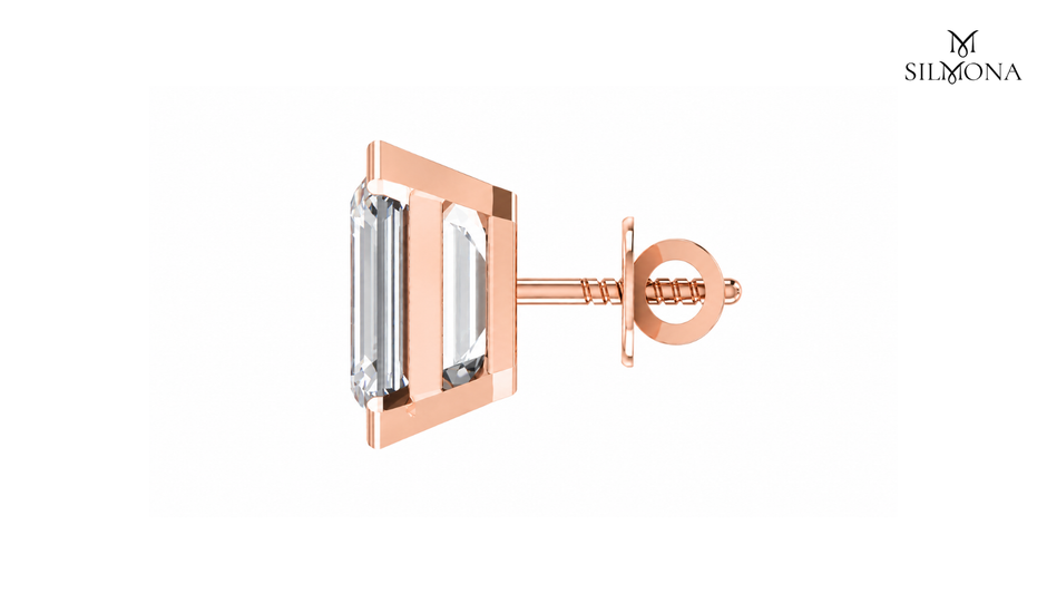 EMERALD FRAME SOLITAIRE STUD EARRING