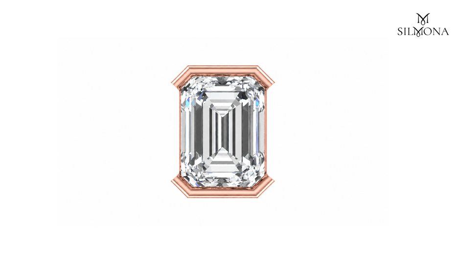 EMERALD FRAME SOLITAIRE STUD EARRING