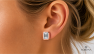 EMERALD FRAME SOLITAIRE STUD EARRING