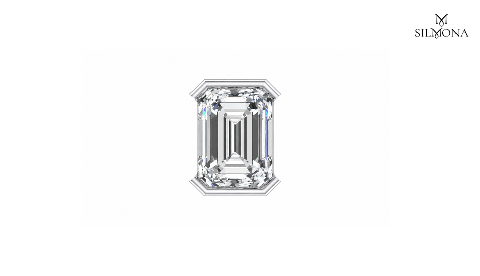EMERALD FRAME SOLITAIRE STUD EARRING