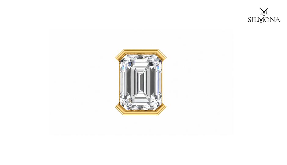 EMERALD FRAME SOLITAIRE STUD EARRING