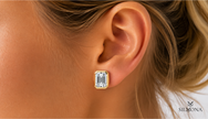 EMERALD FRAME SOLITAIRE STUD EARRING