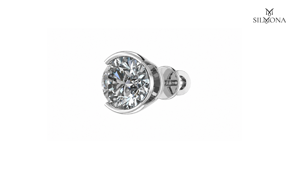 LUMINA ROUND BEZEL STUD EARRING